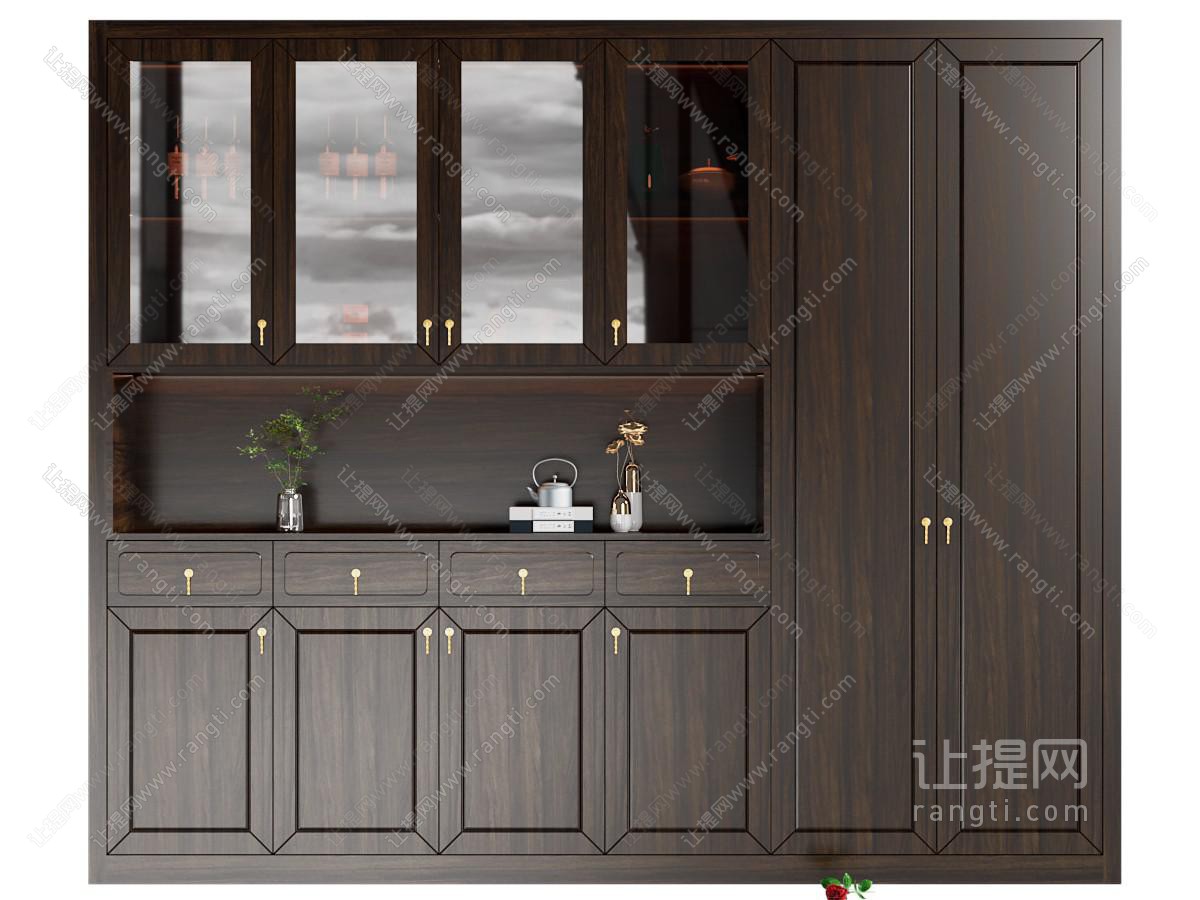 新中式中式餐边柜 酒柜 饰品摆件