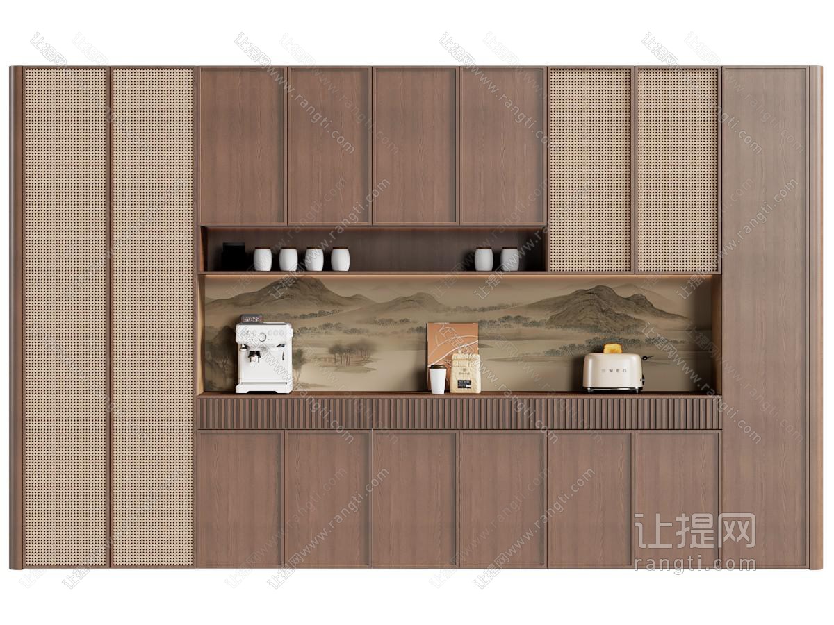 中古风餐边柜 藤编餐边柜