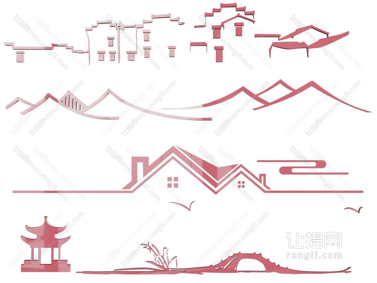 中式屋檐墙饰 建筑图标