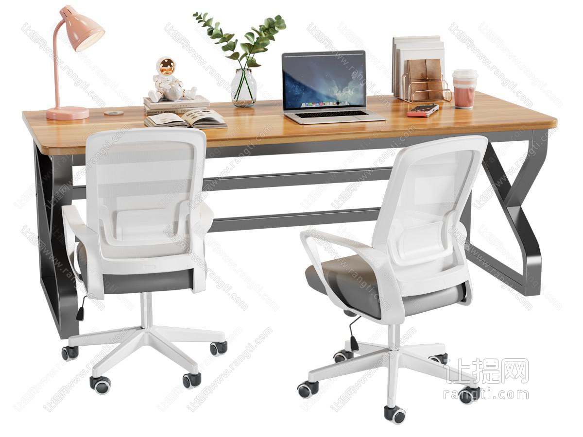 电脑桌椅 书桌椅 办公用品 台灯 书籍 摆件 绿植