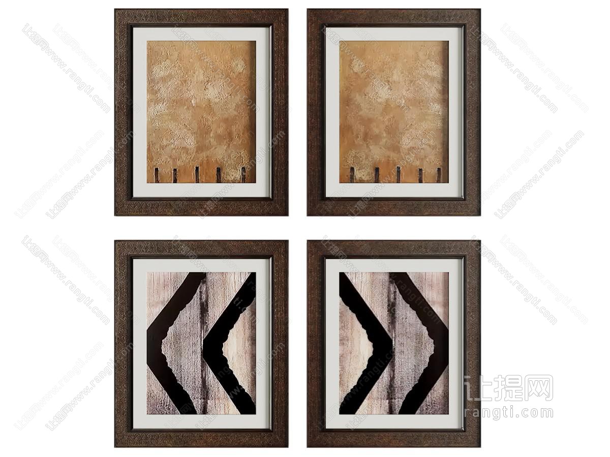 中古复古挂画 中古风装饰画 肌理画 侘寂风挂画 画框