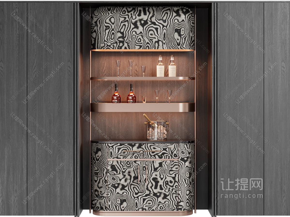现代意式轻奢嵌入式隐形酒柜