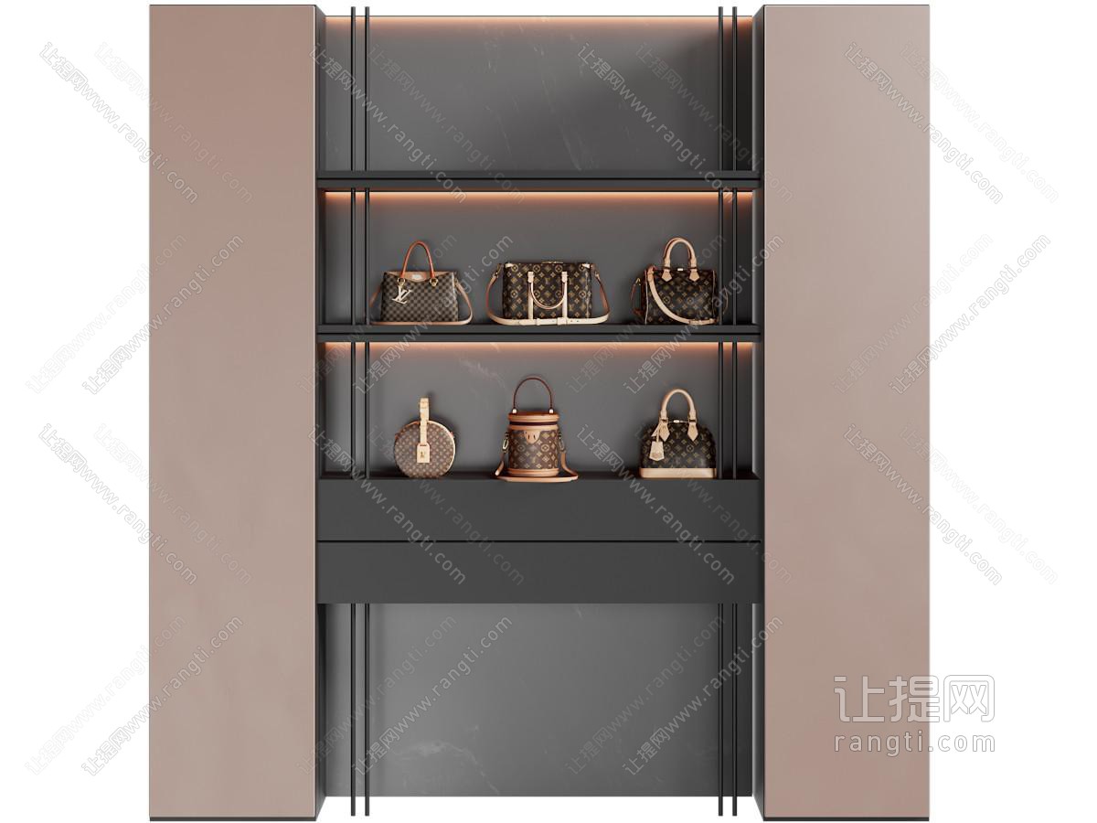 现代轻奢奢侈品包展示柜