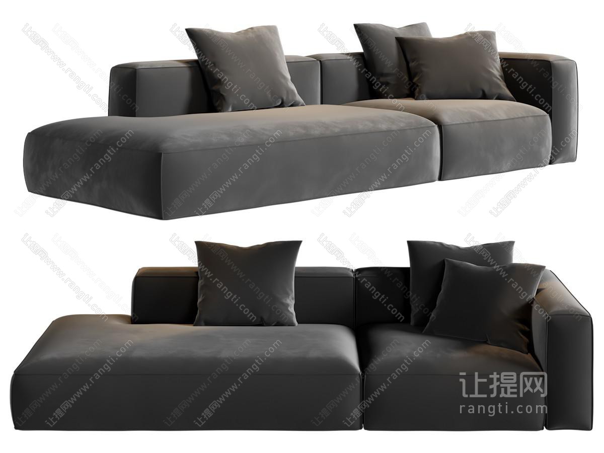现代极简三人沙发