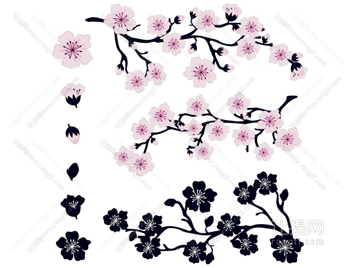 现代桃花剪影