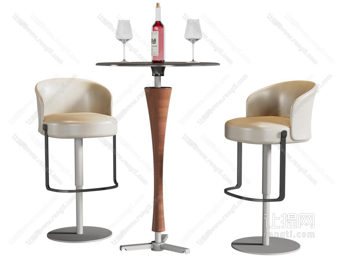 现代吧椅 吧台 红酒酒杯
