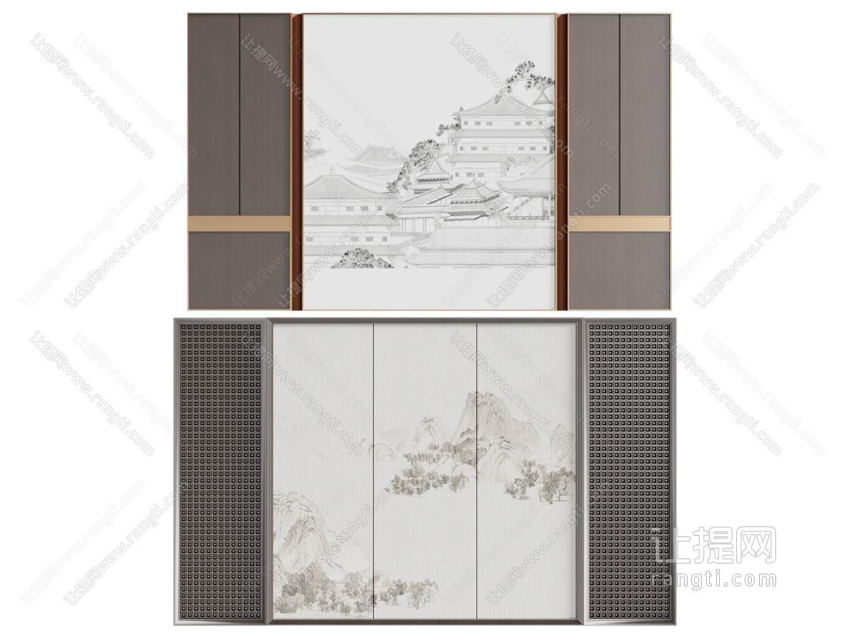 新中式玄关背景墙