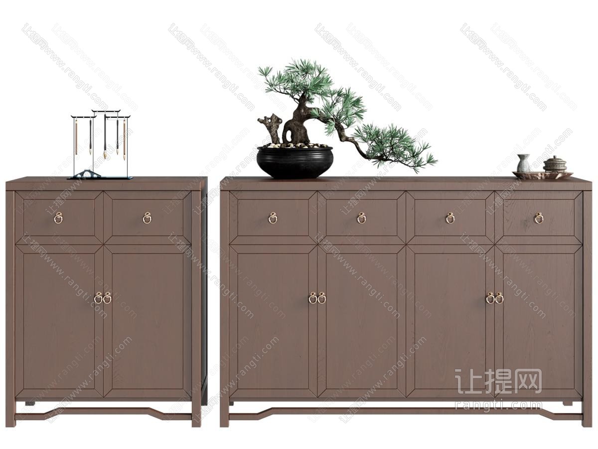 新中式实木斗柜 边柜