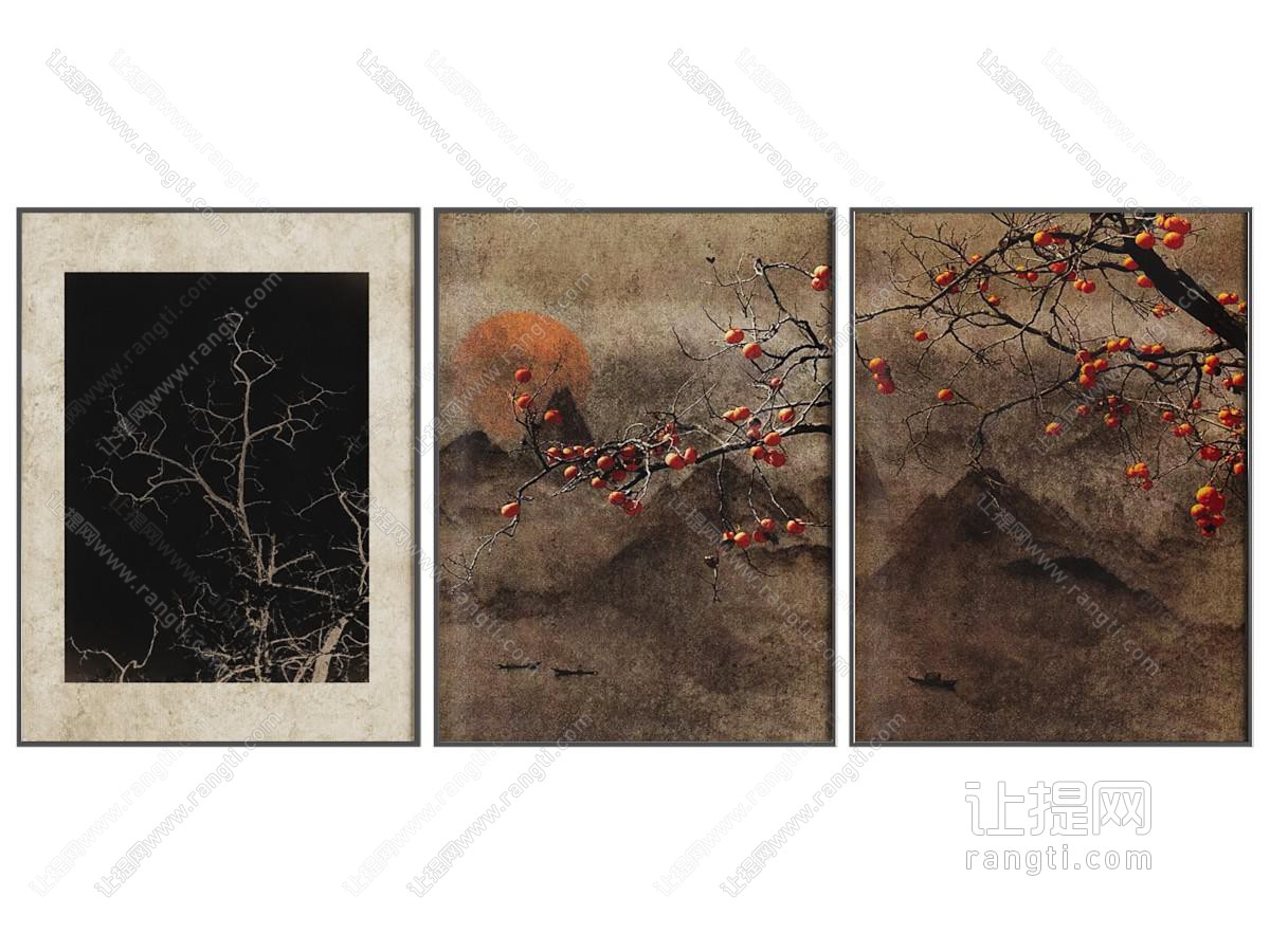 中古风装饰画 肌理画 艺术画