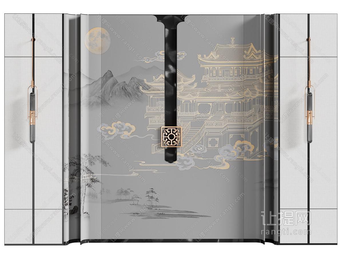 新中式玄关背景墙